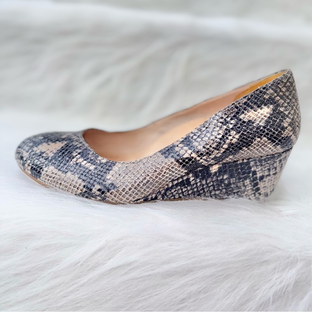 Vionic Snake Print Wedge Pumps in Beige and Black